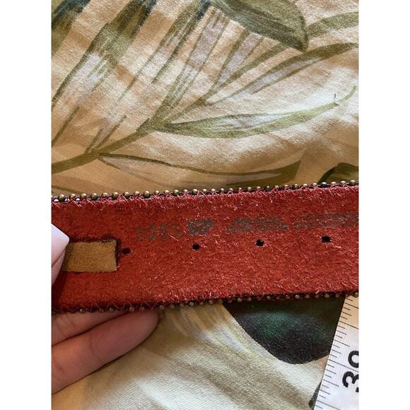 Cache Red Leather Belt with Gold & Silver Buckle - Size S main image 7